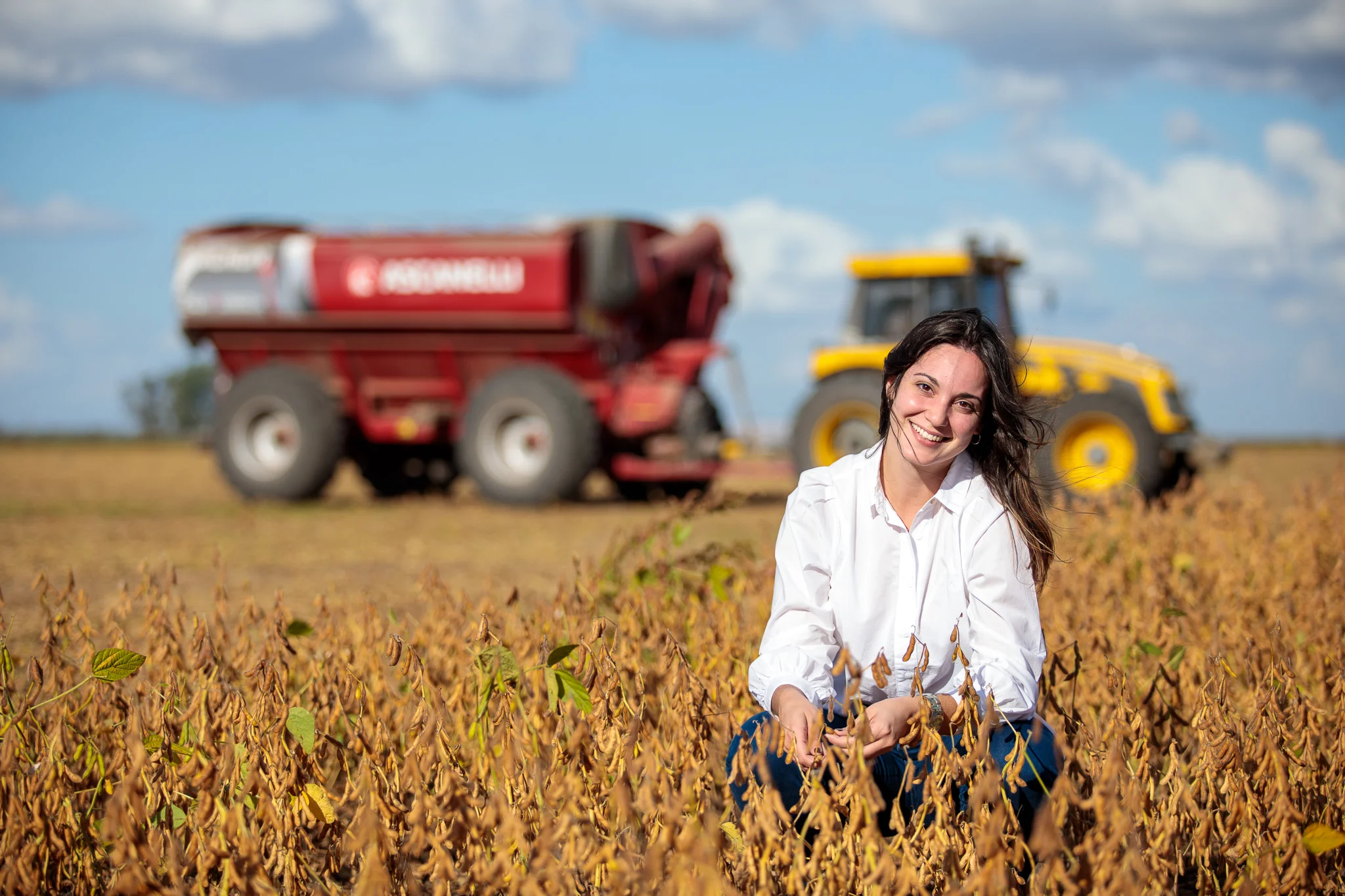 Colleague in soybean field